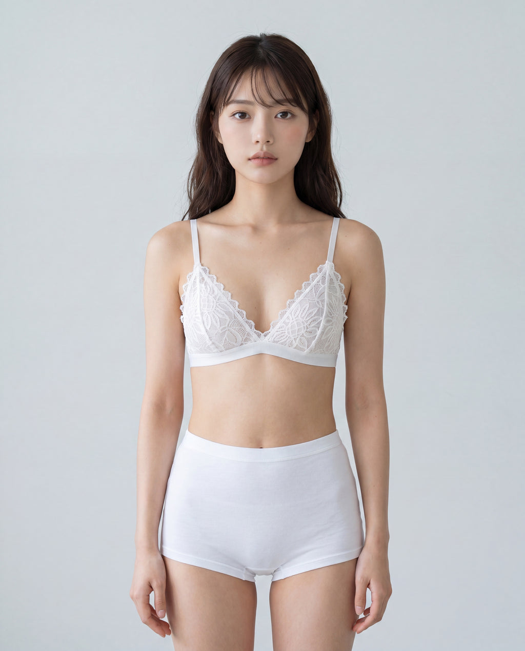 Wire-free floral lace bralette in white — Velvet lingerie