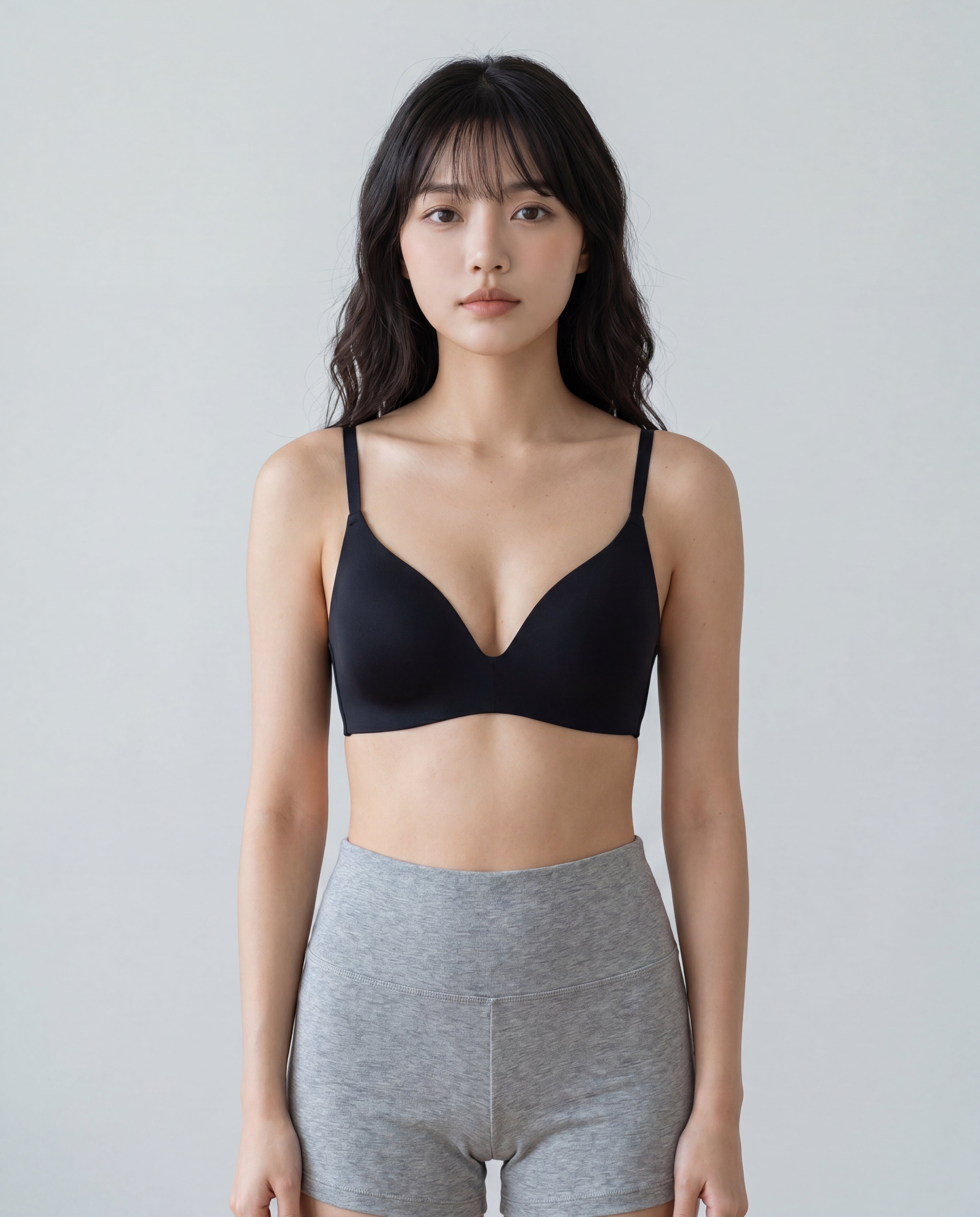 Seamless V-neck push-up bra in black — Velvet lingerie