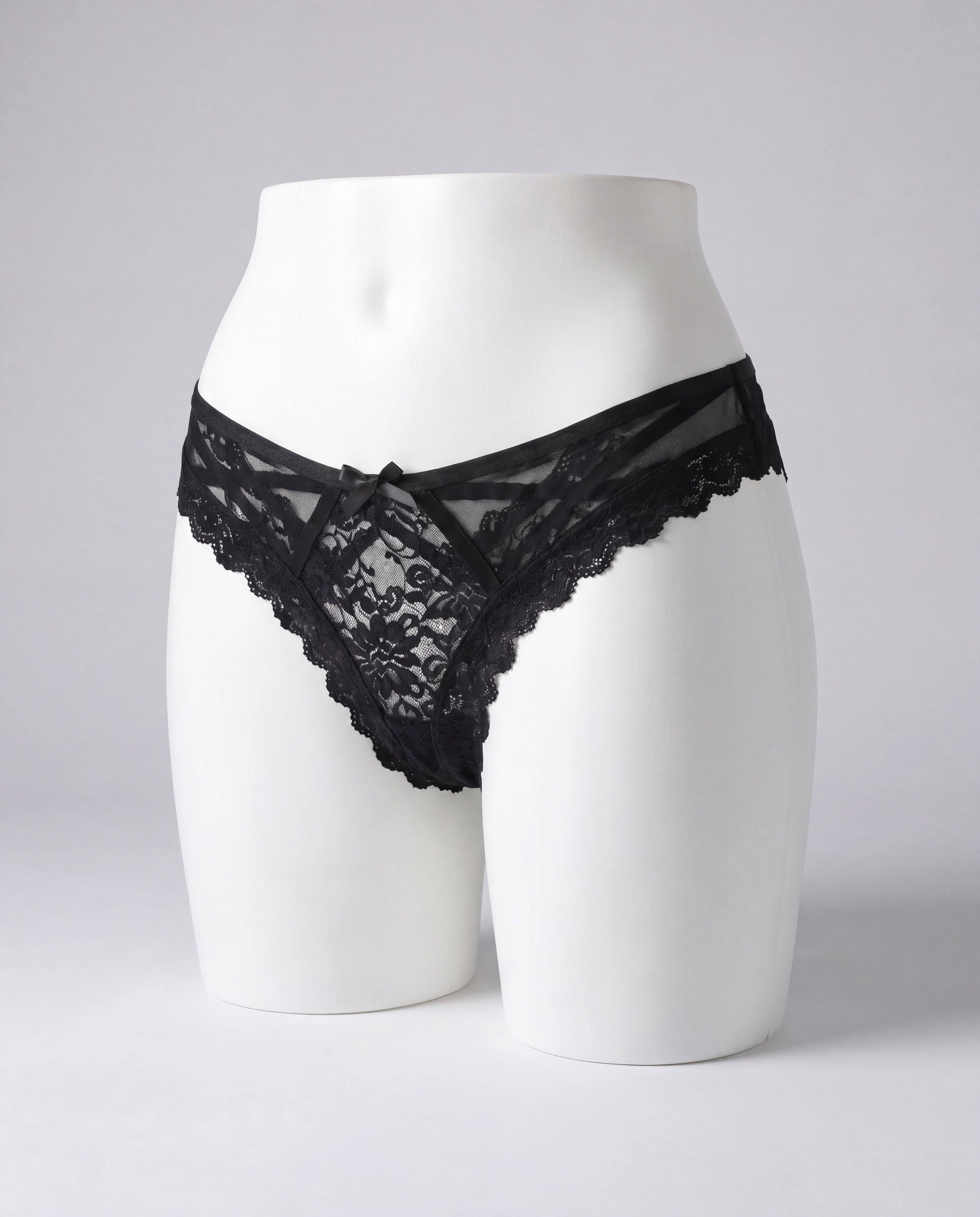 Lace T-back thong in black — Velvet lingerie