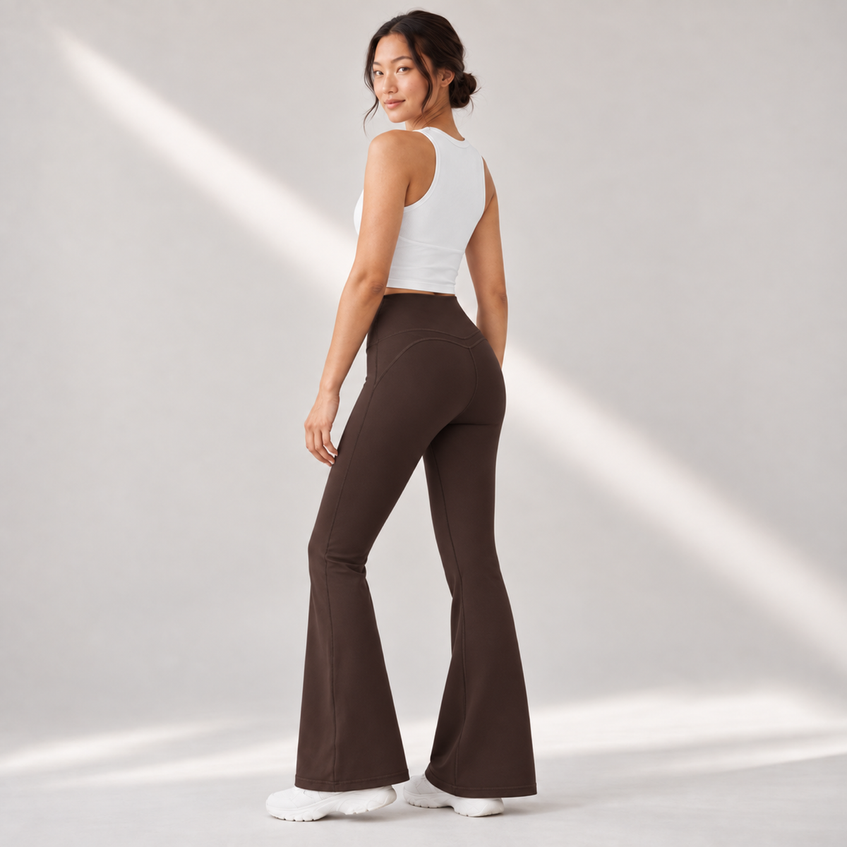 Velvet model | High-Rise Flared Yoga Pants | Brown | high-rise-flared-yoga-pants-brown-side-v5-1x1.png