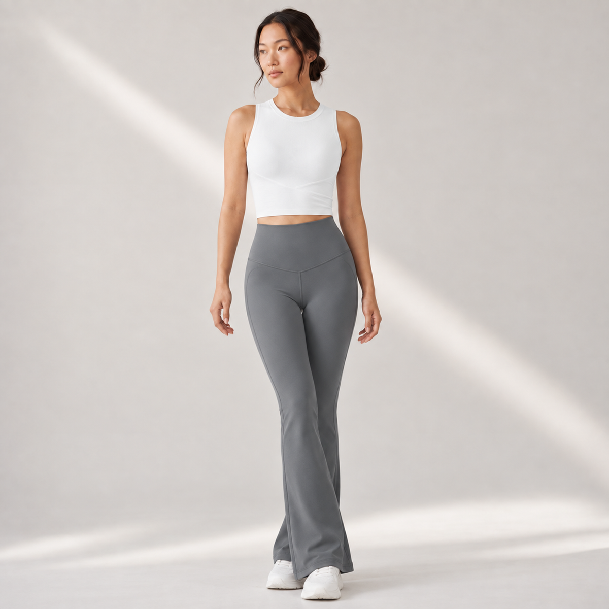 Velvet model | High-Rise Flared Yoga Pants | Dark Grey | high-rise-flared-yoga-pants-dark-grey-front-v5-1x1.png